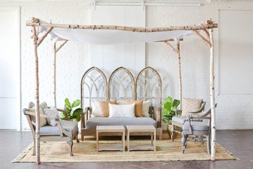 Inspiration station design for a ceremony set-up and a cool cabana with space and inventory provided by Paisley & Jade