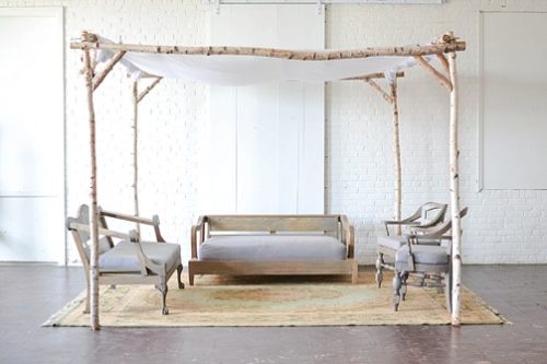 Inspiration station design for a ceremony set-up and a cool cabana with space and inventory provided by Paisley & Jade