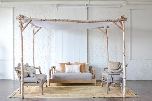 Inspiration station design for a ceremony set-up and a cool cabana with space and inventory provided by Paisley & Jade