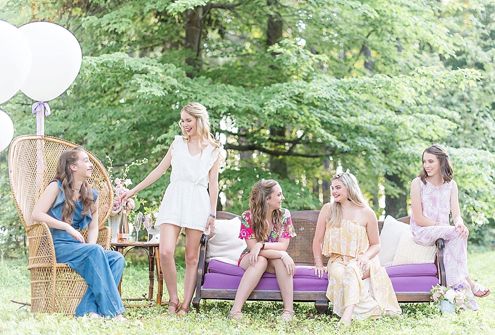 Bright and beautiful senior portrait styled shoot with specialty furniture by Paisley & Jade