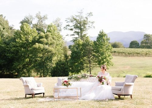 Romantic and chic vineyard wedding inspiration at Veritas Winery with specialty and vintage rentals by Paisley & Jade 