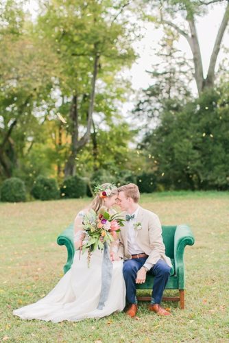 Charming and colorful wedding at Tuckahoe Plantation with specialty and vintage rentals by Paisley and Jade 