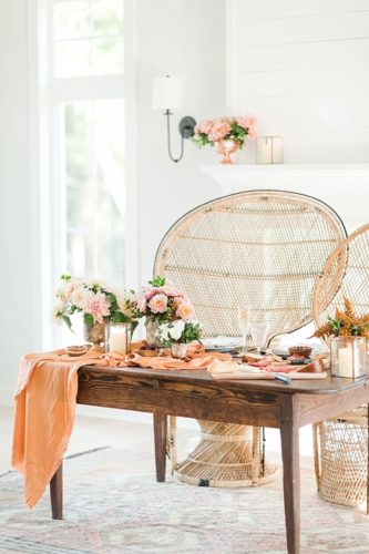 Gorgeous styled shoot with copper and peach hues by Katelyn James with vintage and specialty rentals by Paisley & Jade 