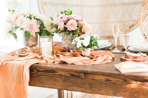 Gorgeous styled shoot with copper and peach hues by Katelyn James with vintage and specialty rentals by Paisley & Jade 