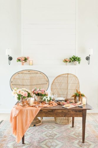 Gorgeous styled shoot with copper and peach hues by Katelyn James with vintage and specialty rentals by Paisley & Jade 