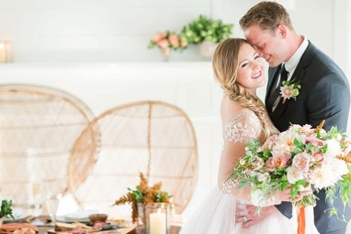 Gorgeous styled shoot with copper and peach hues by Katelyn James with vintage and specialty rentals by Paisley & Jade 