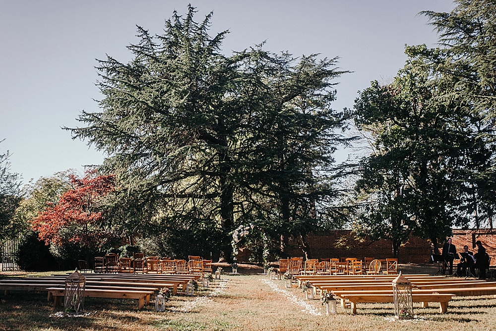 Stunning outdoor wedding ceremony in Richmond, Virginia with specialty and vintage rentals by Paisley and Jade