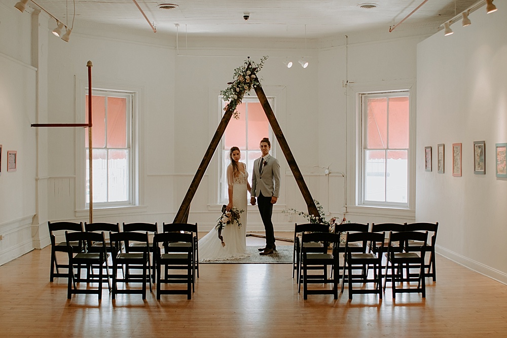 Modern and minimal wedding inspiration styled shoot in Richmond, Virginia with specialty and vintage rentals by Paisley & Jade