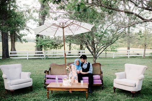 Paisley & Jade's Canvas Umbrella is a wonderful rental option for your outdoor event space no matter what style 