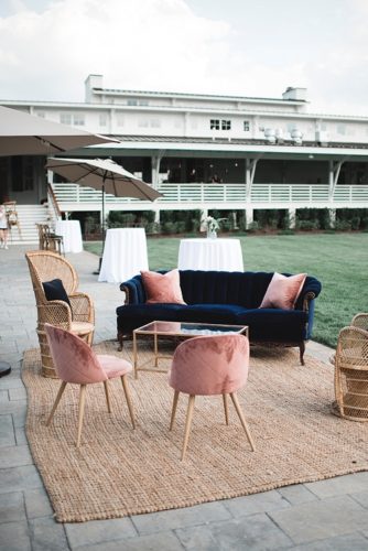 Mid-Century Modern inspired winery wedding reception at Upper Shirley Vineyards with vintage and specialty pieces by Paisley and Jade 