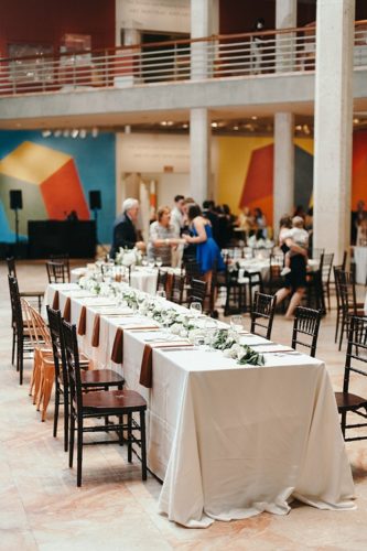 Modern and copper musuem wedding in Richmond with specialty and vintage rentals by Paisley & Jade