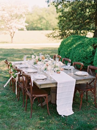 Pretty pastel reception inspiration at White Plains Farm with specialty and vintage rentals by Paisley and Jade 