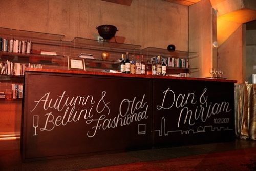 Paisley and Jade's Homestead Chalkboard bar with custom hand lettering shines in several styled and types of events and weddings 