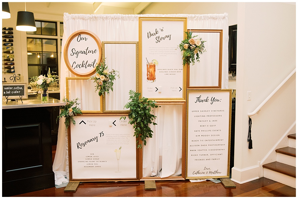 Creative Signage & More at this Elegant Upper Shirley Vineyard Affair!