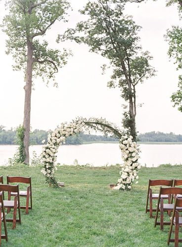 Upper Shirley Vineyards Wedding featuring a Floral-Filled Arbor, Acrylics, and More! 