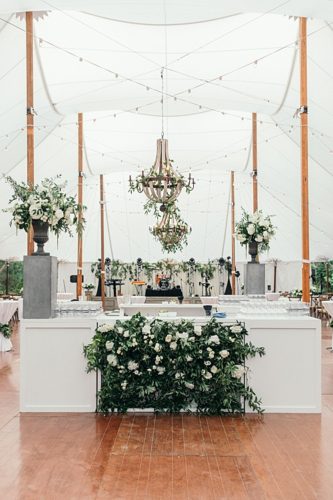 Neutral Lounge Love & Floral Bar Facade at this Clifton Inn Wedding