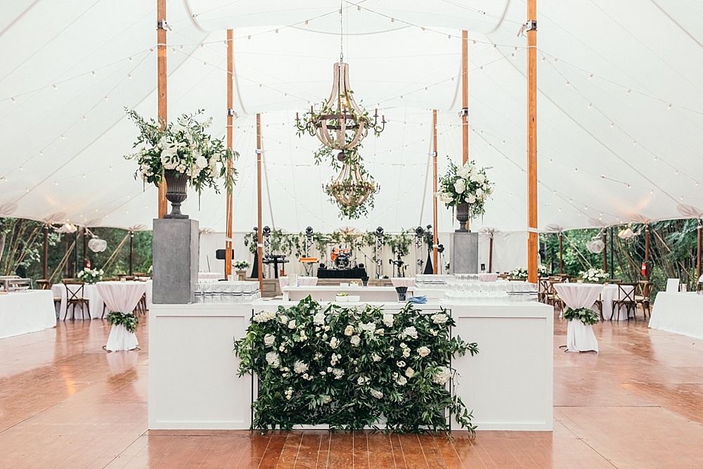 Neutral Lounge Love & Floral Bar Facade at this Clifton Inn Wedding