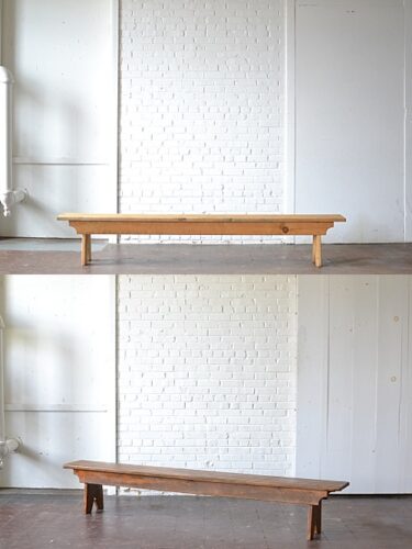 stained wooden bench