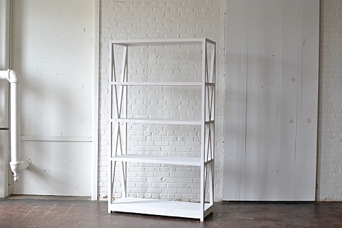 modern white wooden shelving