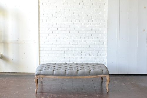 gray tufted ottoman