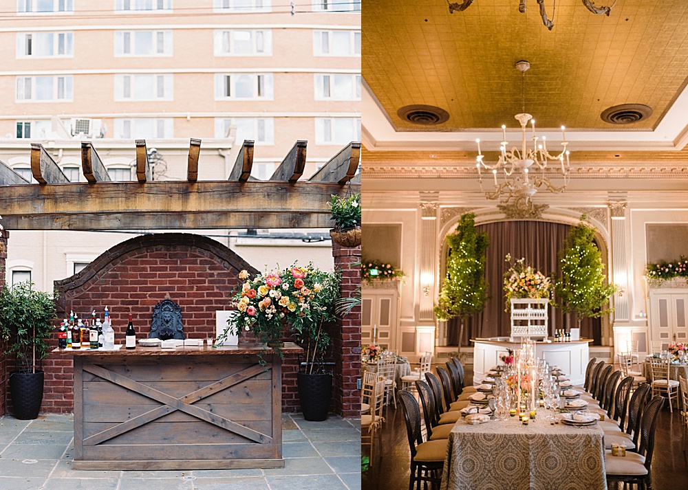 Paisley and Jade Indoor & Outdoor Bars at this Commonwealth Club Rehearsal Dinner