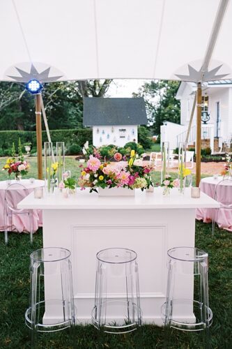 paisley and jade specialty event wedding rentals featuring colorful bar set ups