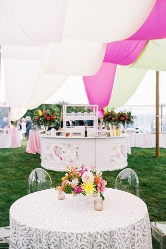 paisley and jade specialty event wedding rentals featuring colorful bar set ups