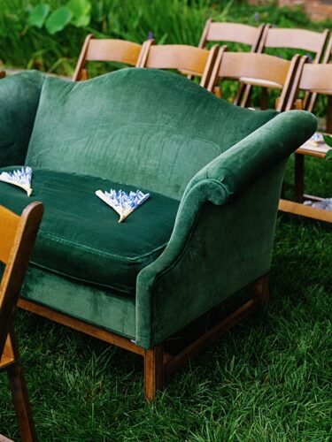 emerald green paisley and jade specialty vintage rentals furniture