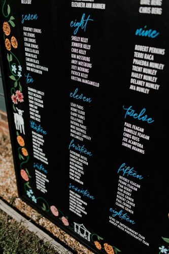 paisley and jade specialty rentals, custom guest seating charts