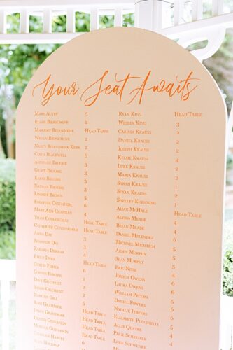paisley and jade specialty rentals, custom guest seating charts