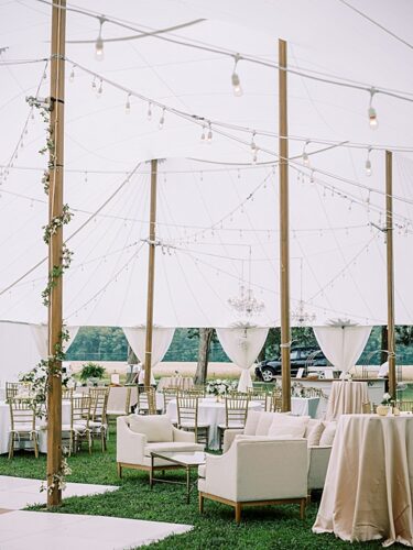 paisley and jade specialty rentals at classic neutral tented wedding with glint events