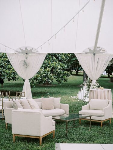 paisley and jade specialty rentals at classic neutral tented wedding with glint events