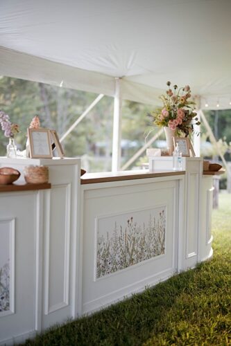 paisley and jade specialty rentals at this outdoor Rassawek Vineyard wedding 