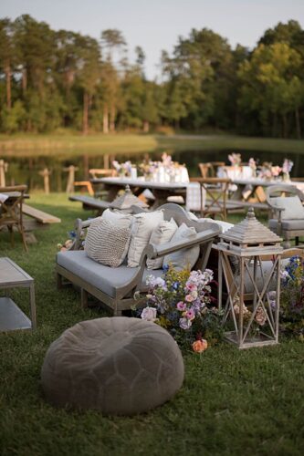 paisley and jade specialty rentals at this outdoor Rassawek Vineyard wedding