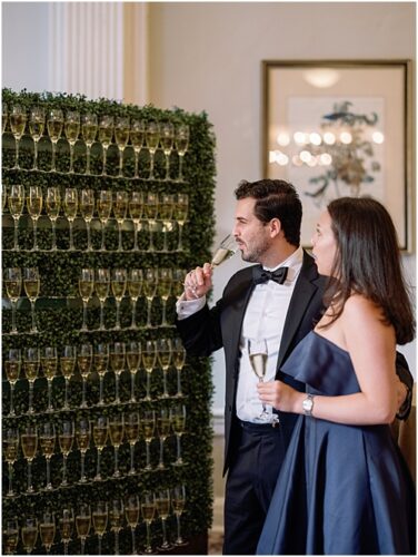 paisley and jade specialty wedding rentals and champagne wall at omni homestead