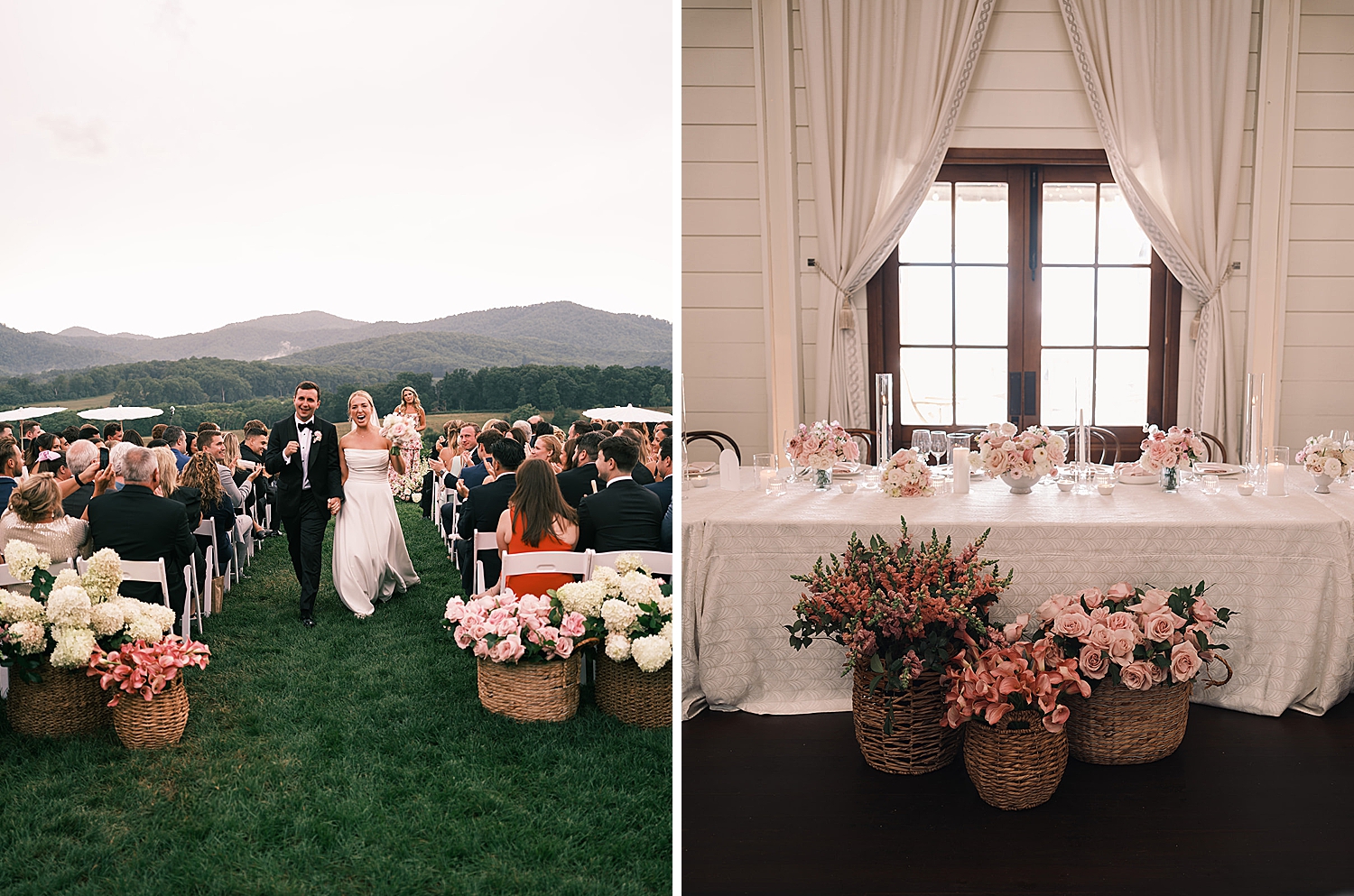 baskets with florals wedding