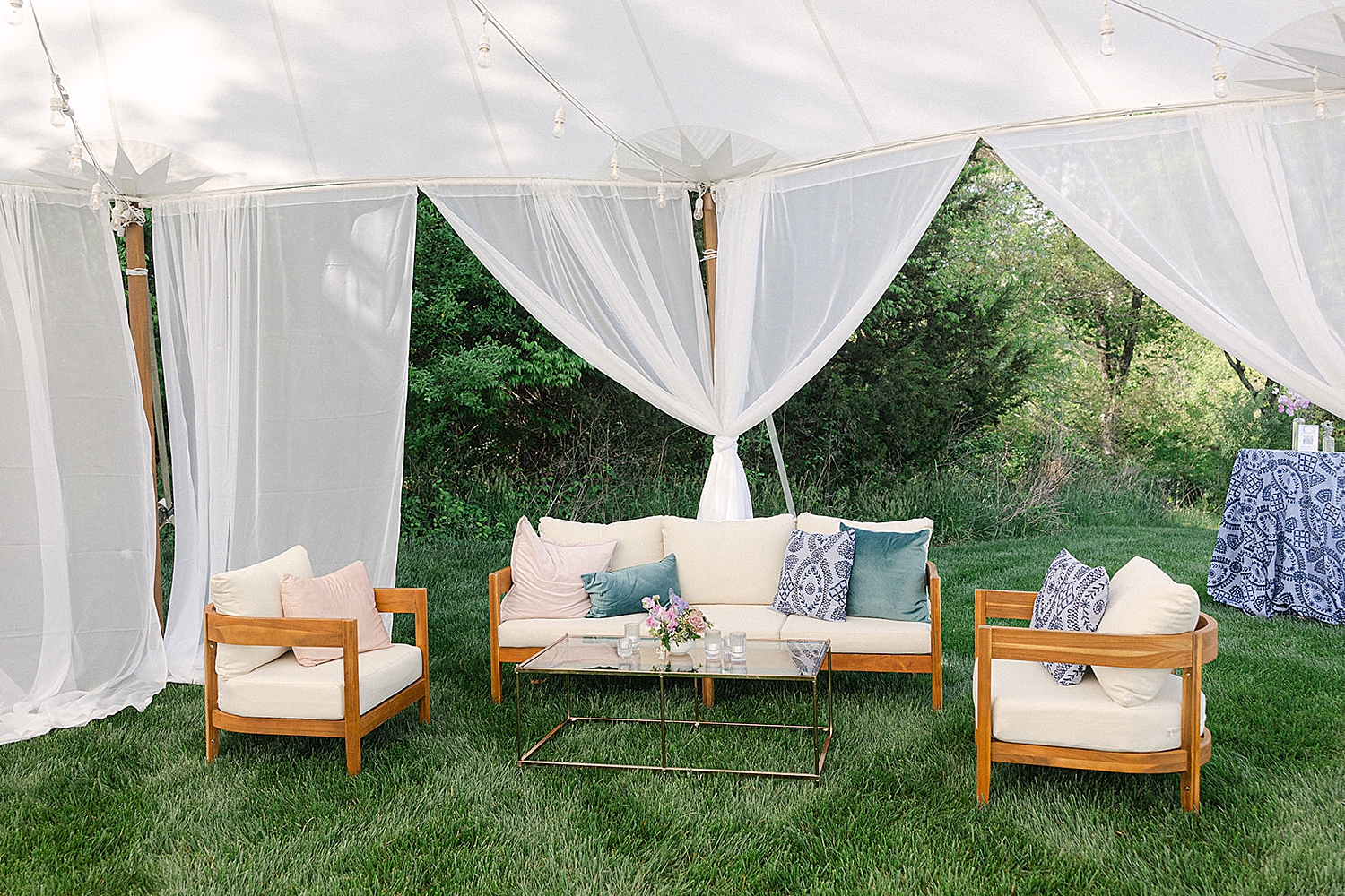 outdoor wedding lounge area