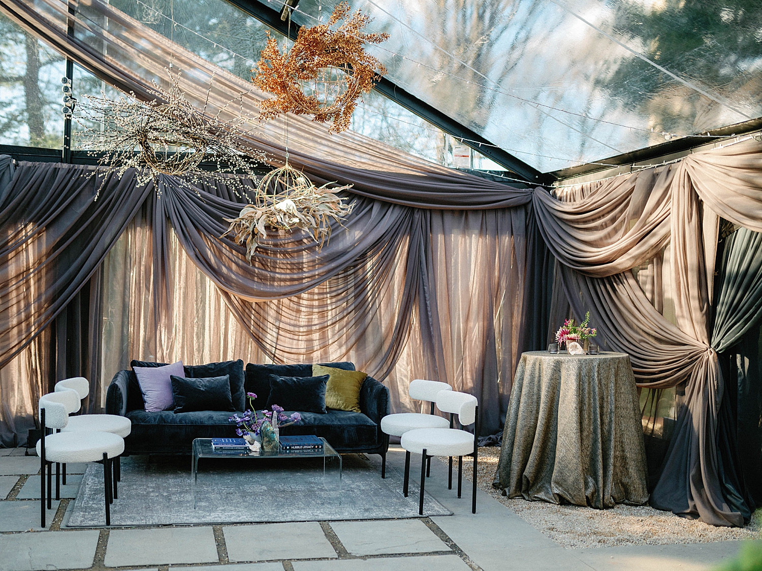 dark and moody lounge area