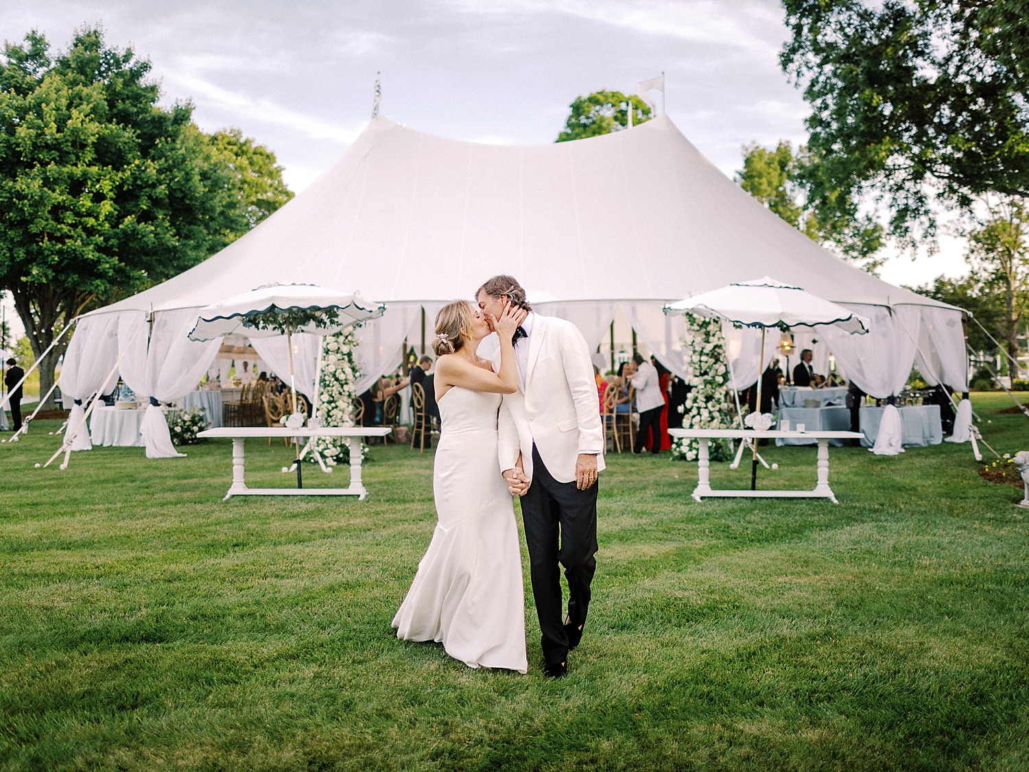 bride and groom kissing