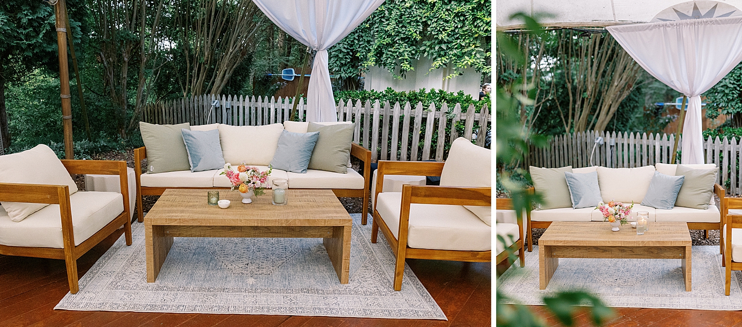 lounge area in a tented wedding