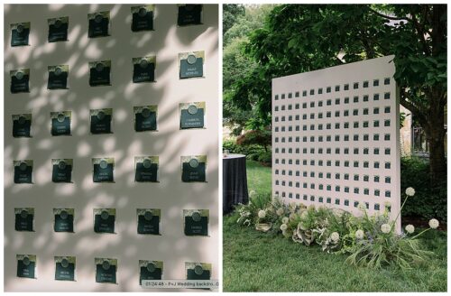 escort wall display wedding rental