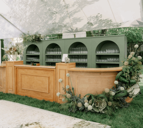16' inset arch display with shelves