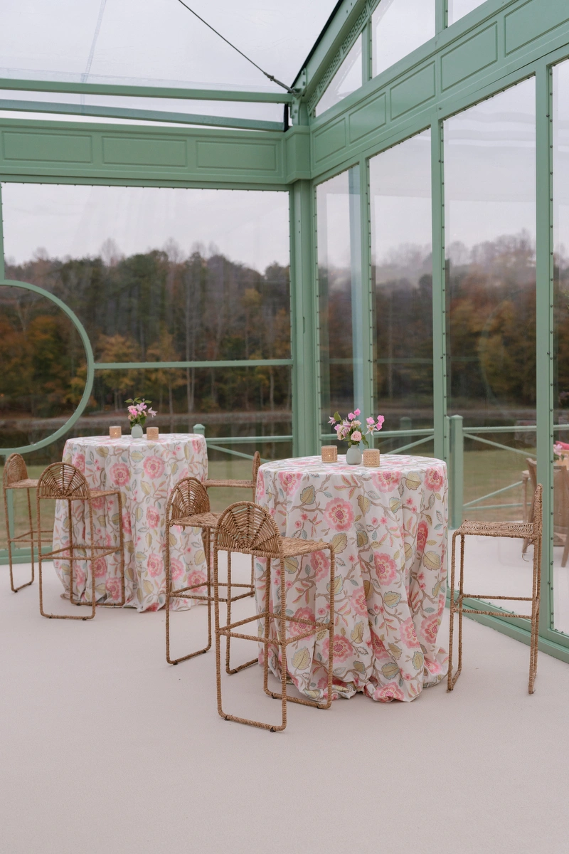 High Top Tables with Seagrass Barstools